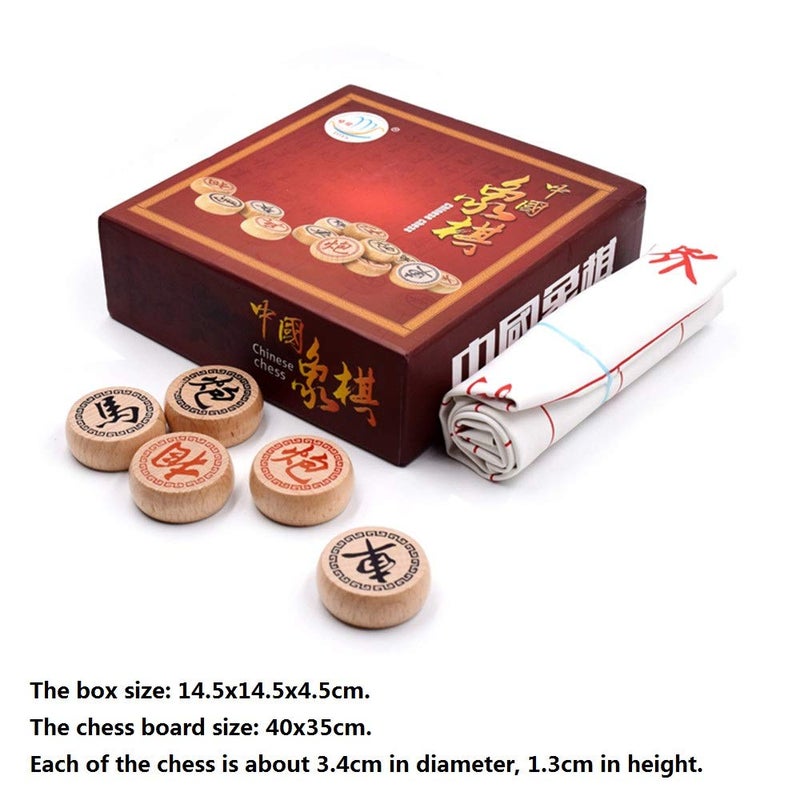 GoodPlay Beechwood Chinese Chess Set Xiangqi Travel Games Sets with Leather Chessboard in a Hard Paper Box - Image 2